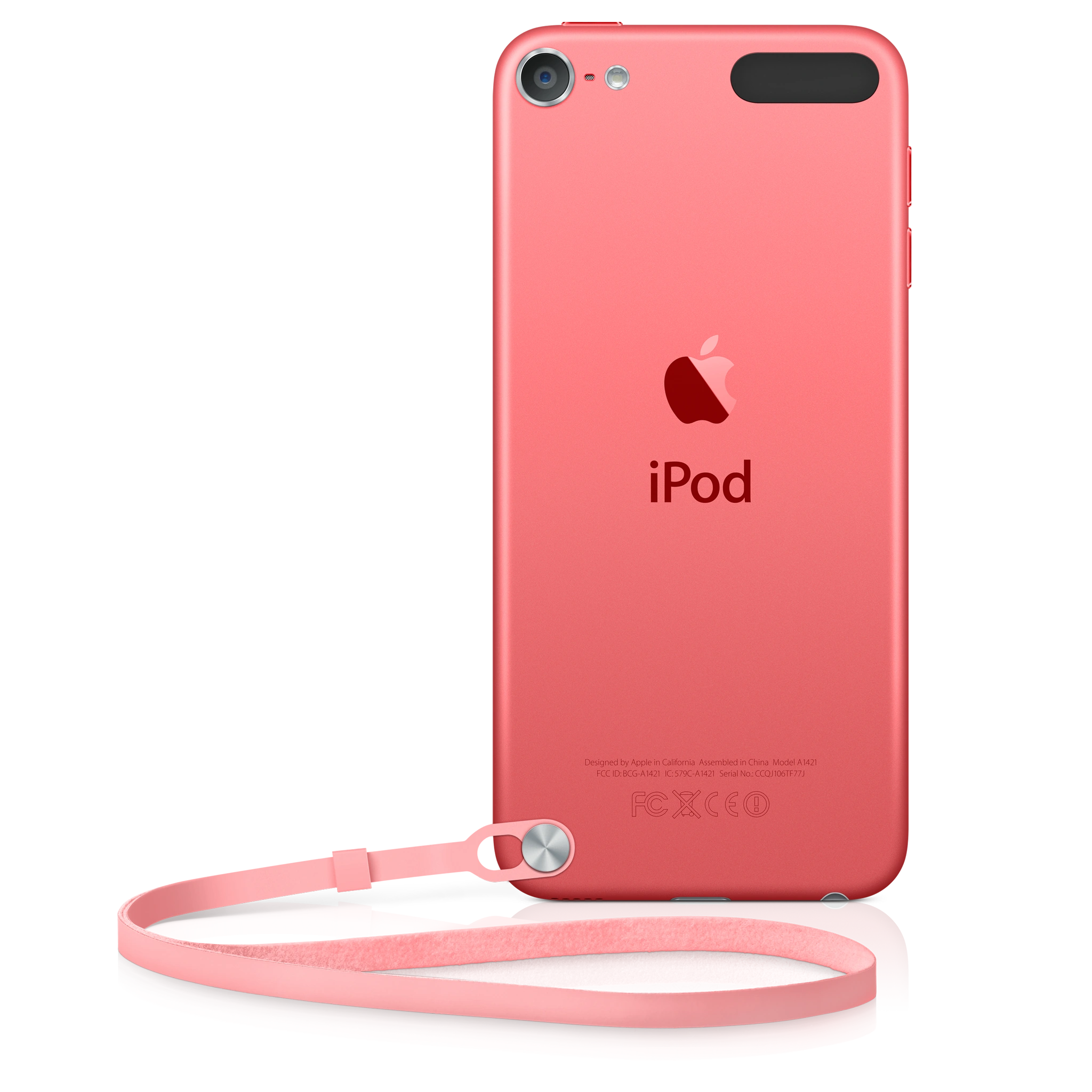 Pink iPod touch 5 with loop connected